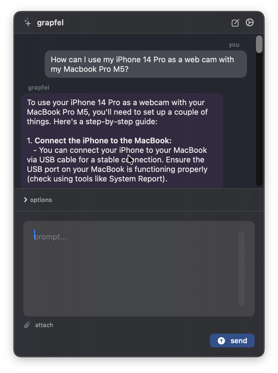 Grapfel: Free AI Chatbot for Mac